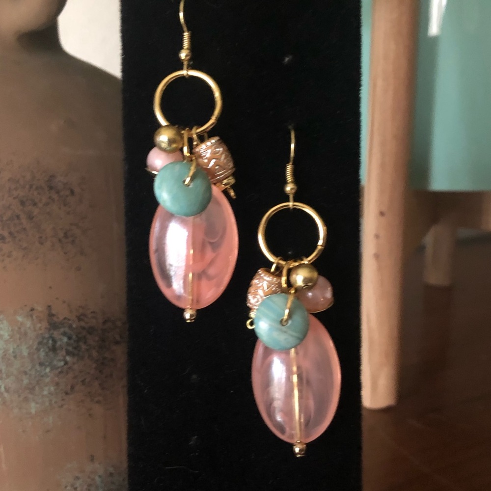 Turquoise and Pink Earrings